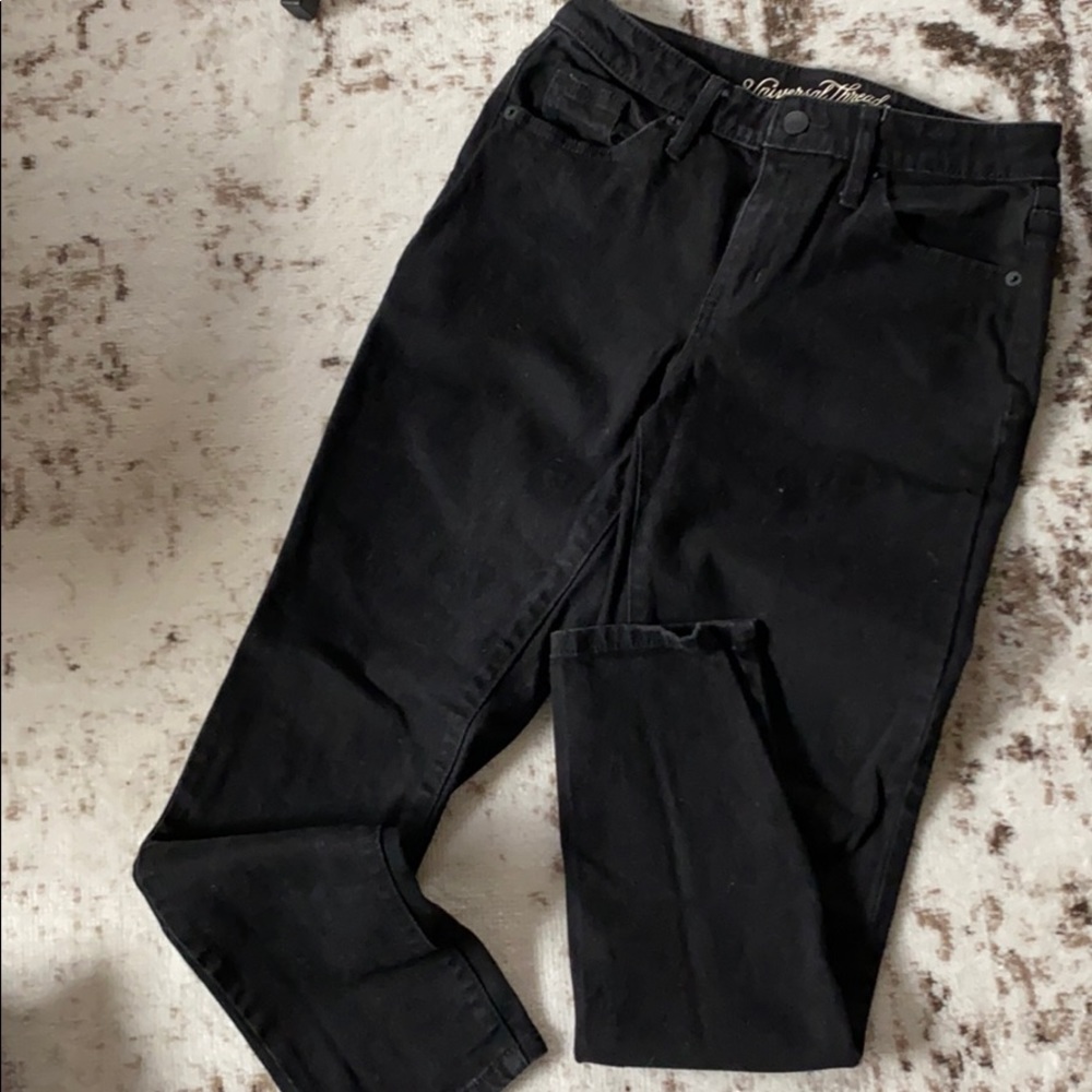 Black denim high waist skinny jeans